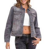 Giacca di jeans femminile WJ206 con cuciture colorate a contrasto