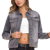 Giacca di jeans femminile WJ206 con cuciture colorate a contrasto
