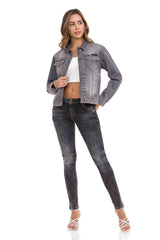 WJ206 Chaqueta de mezclilla para mujeres con costuras de contraste