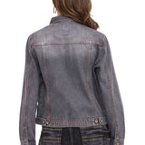 Giacca di jeans femminile WJ206 con cuciture colorate a contrasto