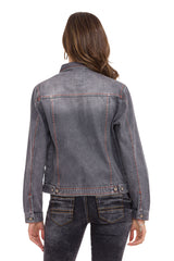WJ206 Chaqueta de mezclilla para mujeres con costuras de contraste