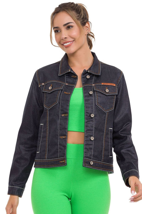 WJ207 women's denim jacket with stylish striking elements