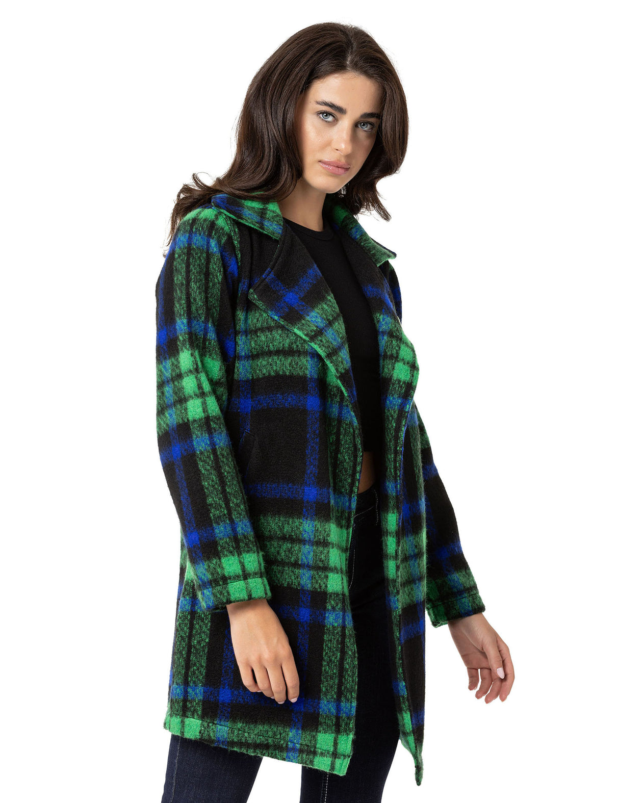 WJ220 women's long jacket in the caro design