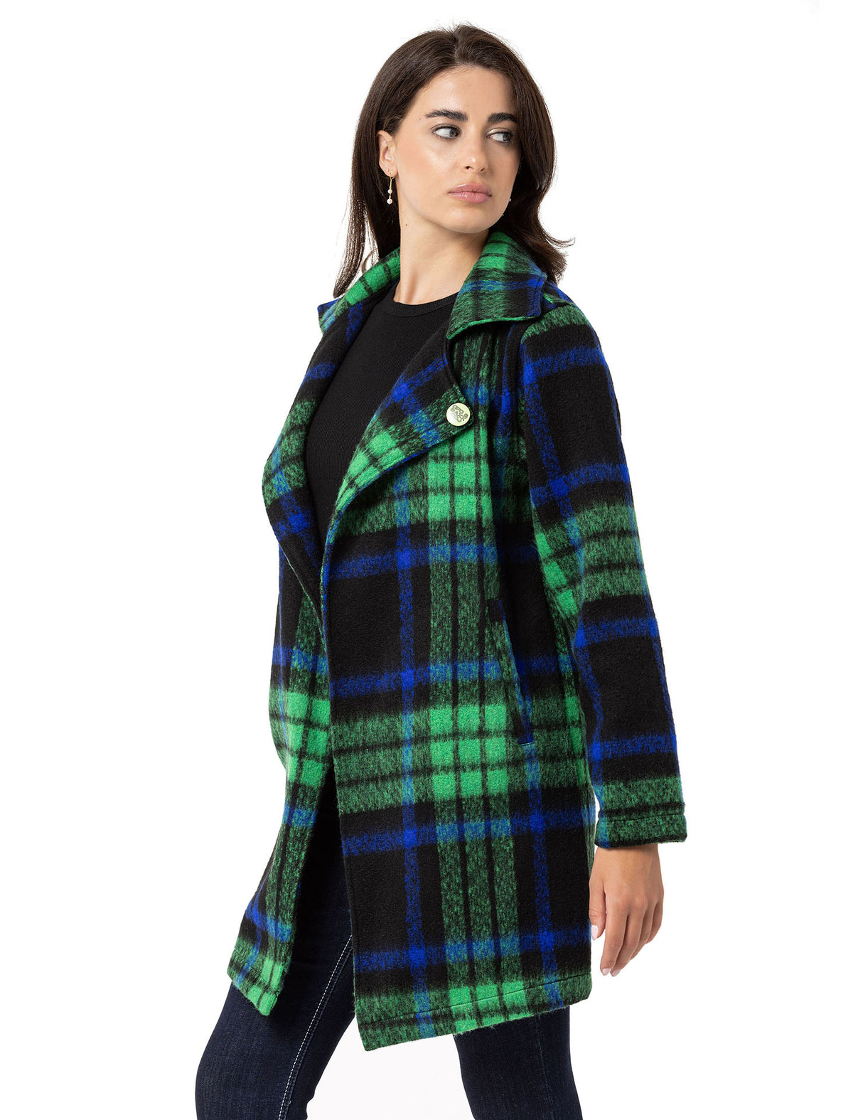 WJ220 women's long jacket in the caro design