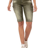 WK178 Femmes Capri Shorts avec des poches de cargaison à la mode