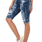 WK181 Damen Jeansshorts mit Destroyed Effekten