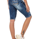 WK181 Damen Jeansshorts mit Destroyed Effekten