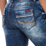 WK181 Damen Jeansshorts mit Destroyed Effekten