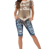 WK181 Damen Jeansshorts mit Destroyed Effekten