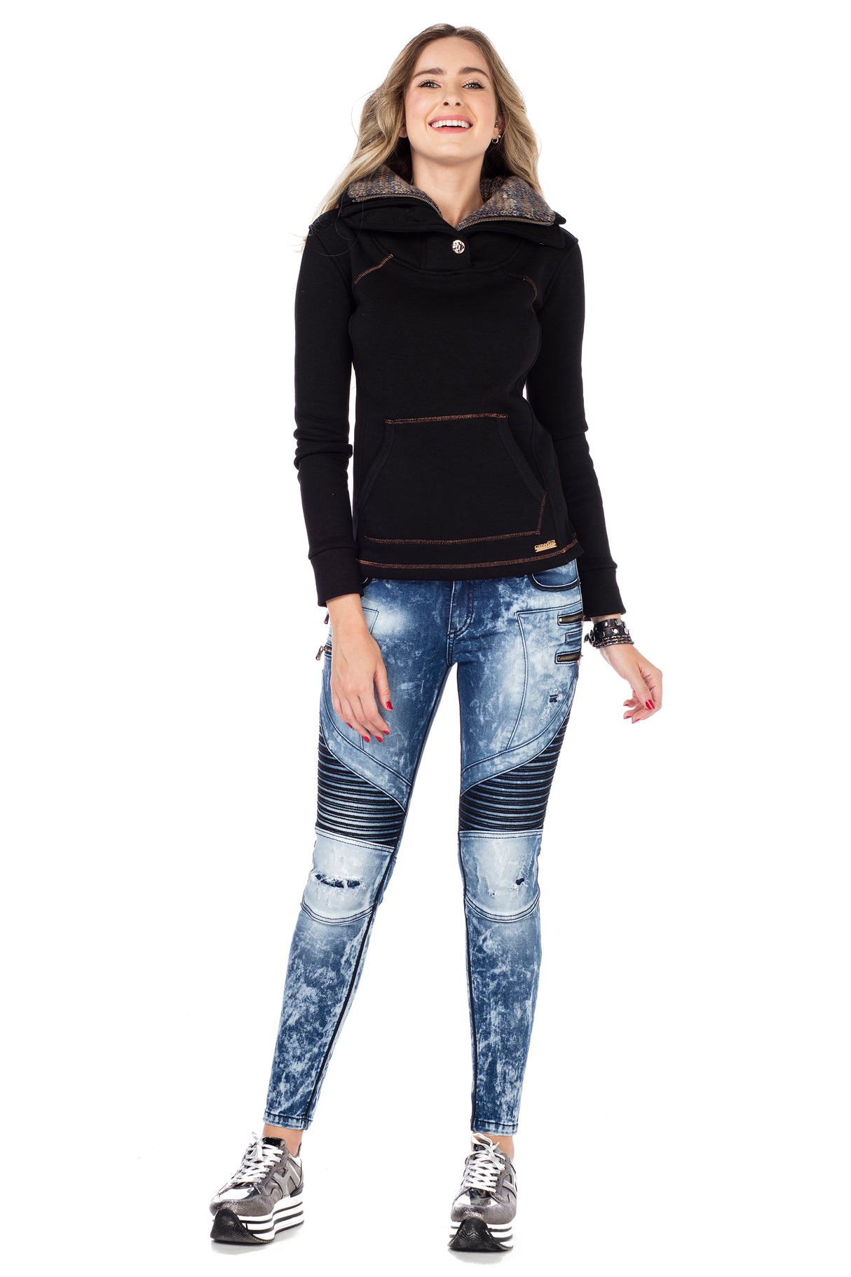 WL188 Felpa donna con collo alto
