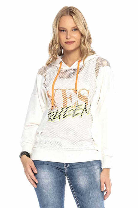 WL240 dames sweatshirt met capuchon met verfijnd netwerkontwerp