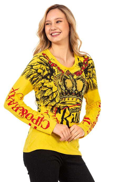 WL284 Damen Langarmshirt mit großem Aufdruck