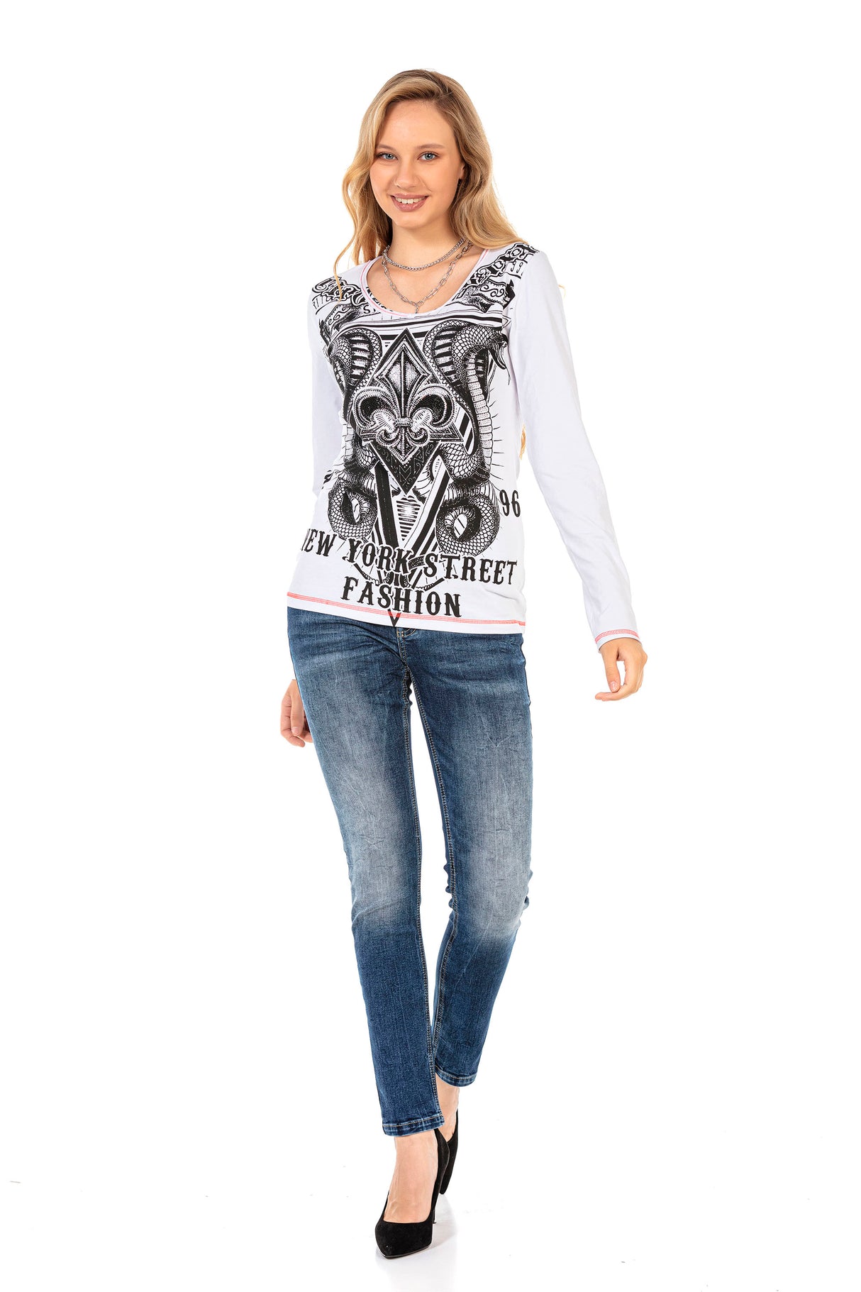 WL285 Maglia da donna con grande stampa