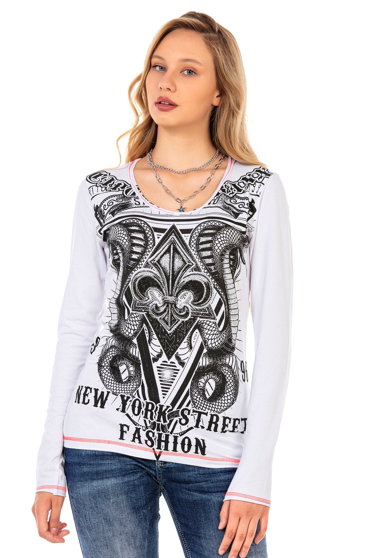 WL285 Maglia da donna con grande stampa