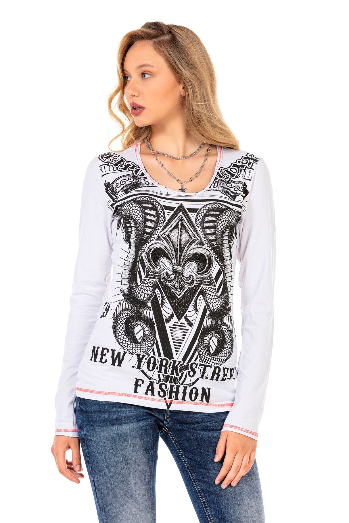 WL285 Maglia da donna con grande stampa