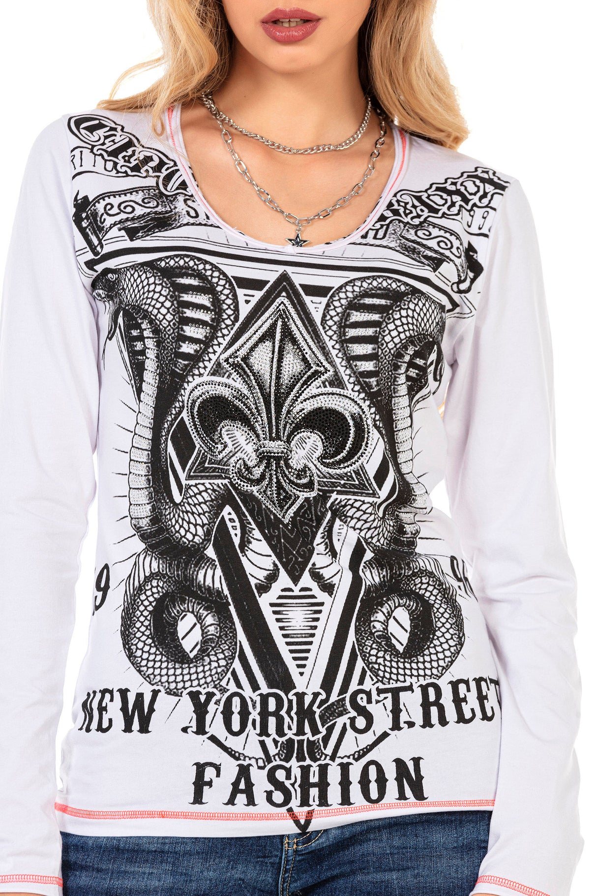 WL285 Maglia da donna con grande stampa