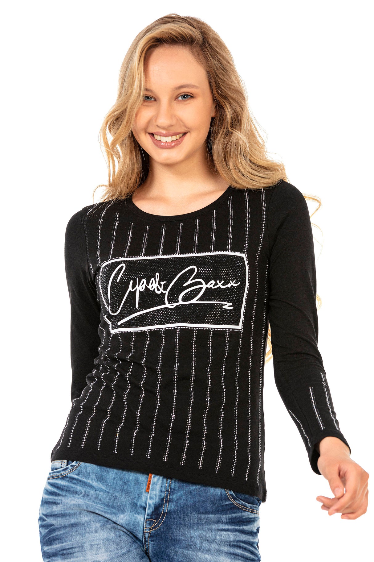 WL289 women long -sleeved shirt with a fashionable front print
