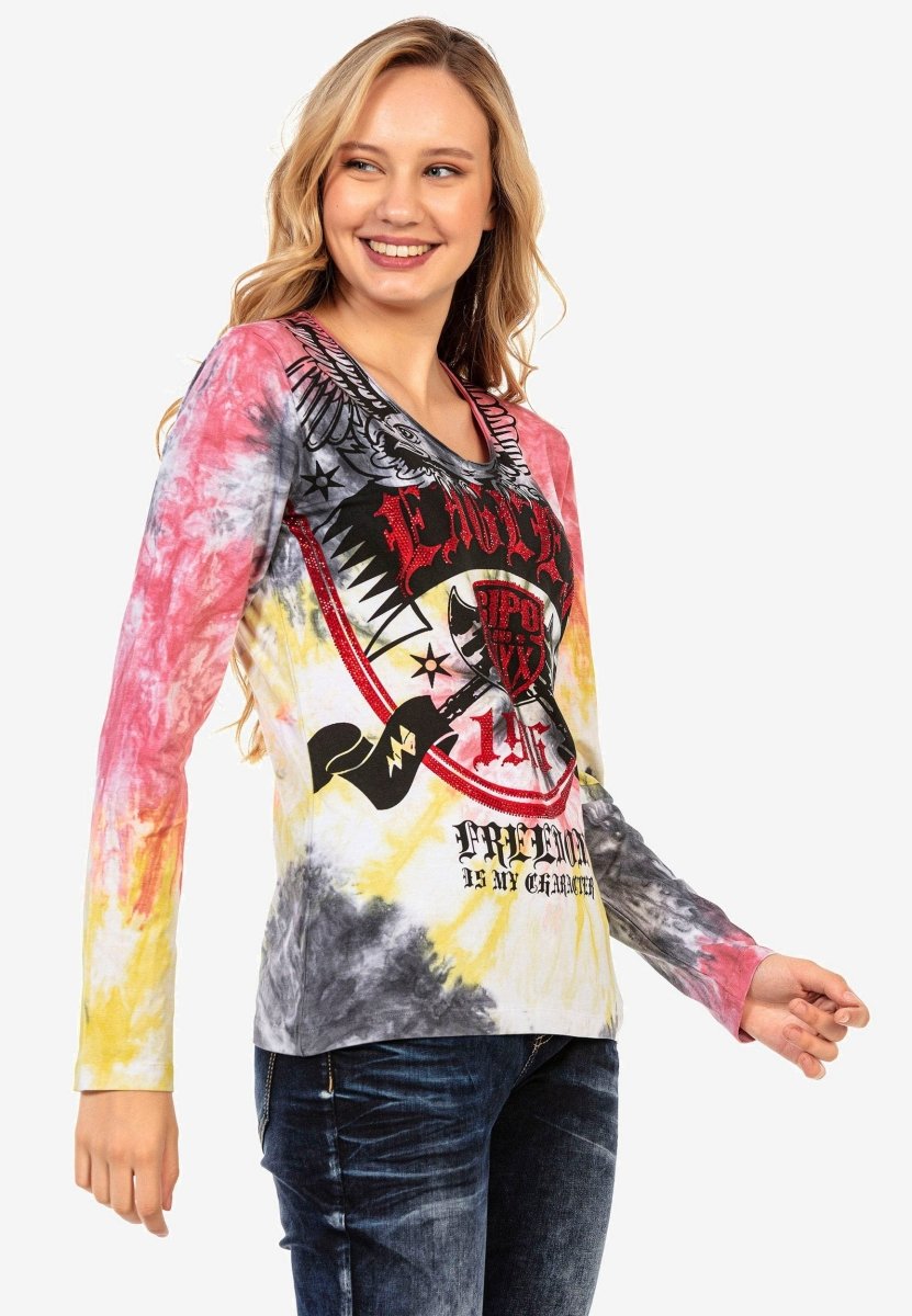 WL291 Damen Langarmshirt mit coolem Markenprint