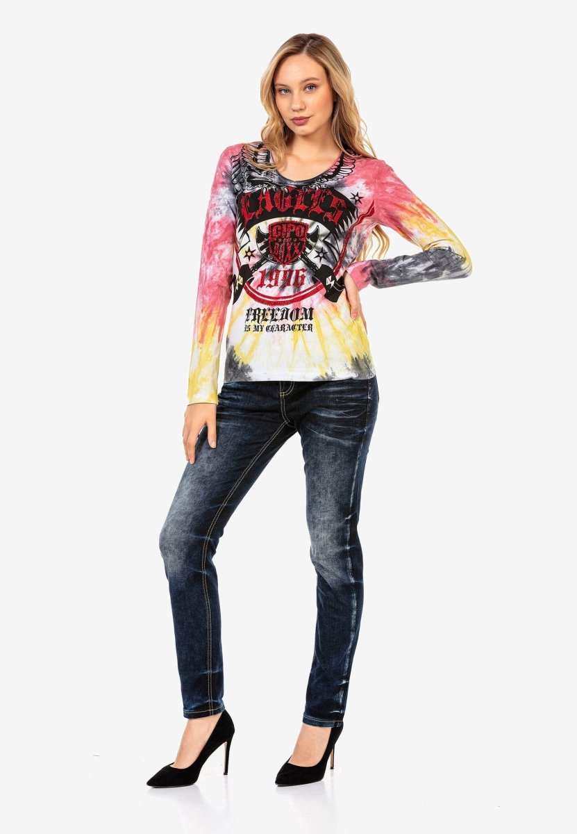 WL291 Damen Langarmshirt mit coolem Markenprint