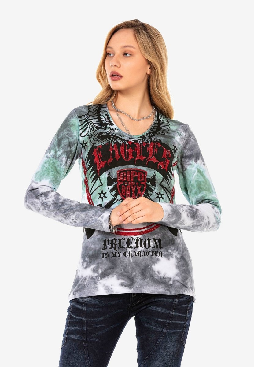 WL291 Damen Langarmshirt mit coolem Markenprint