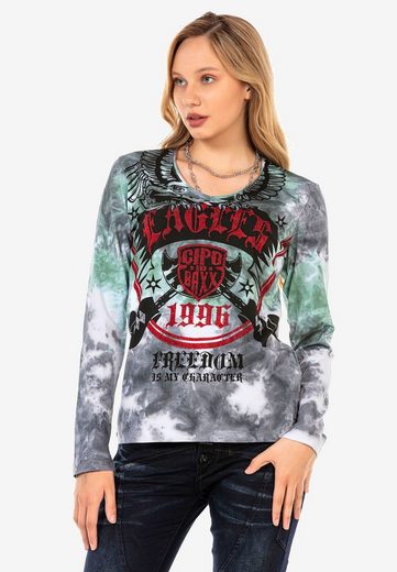 WL291 Damen Langarmshirt mit coolem Markenprint