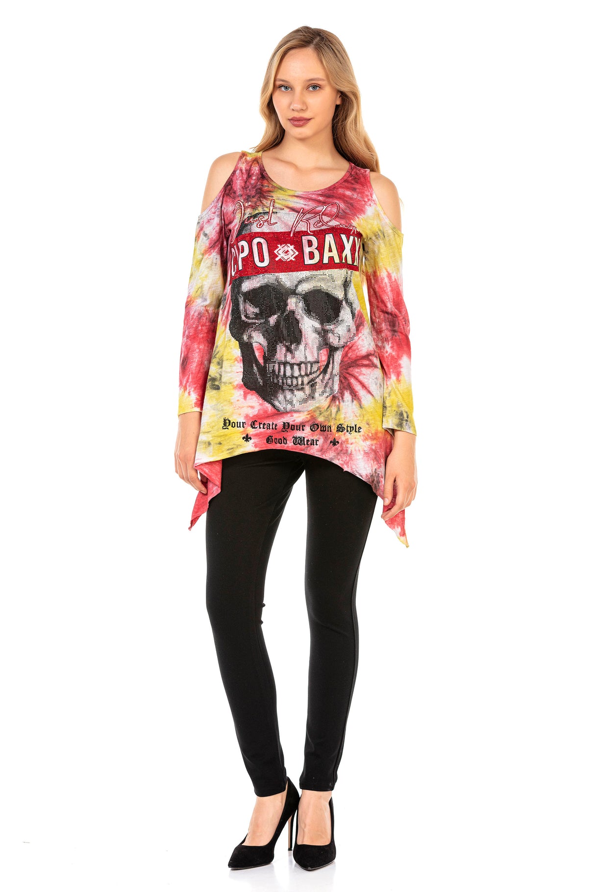 WL294 Dames met lange sleeved shirt in helder ontwerp