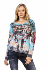 WL295 women long -sleeved shirt with cool brand print