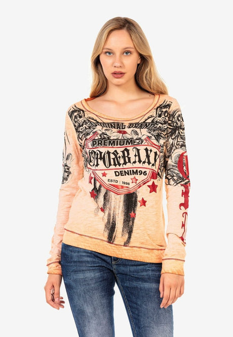 WL295 Femmes Long-Sleeved Shirt with Cool Brand Print
