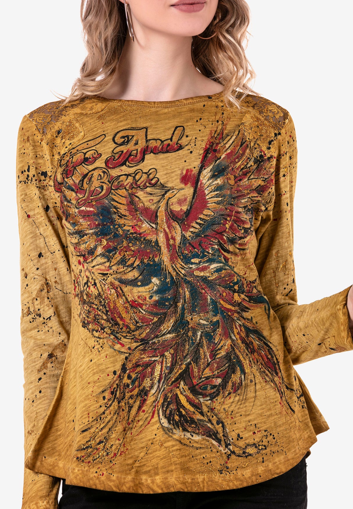 WL307 Mujeres camisa larga de larga duración con estampado de moda
