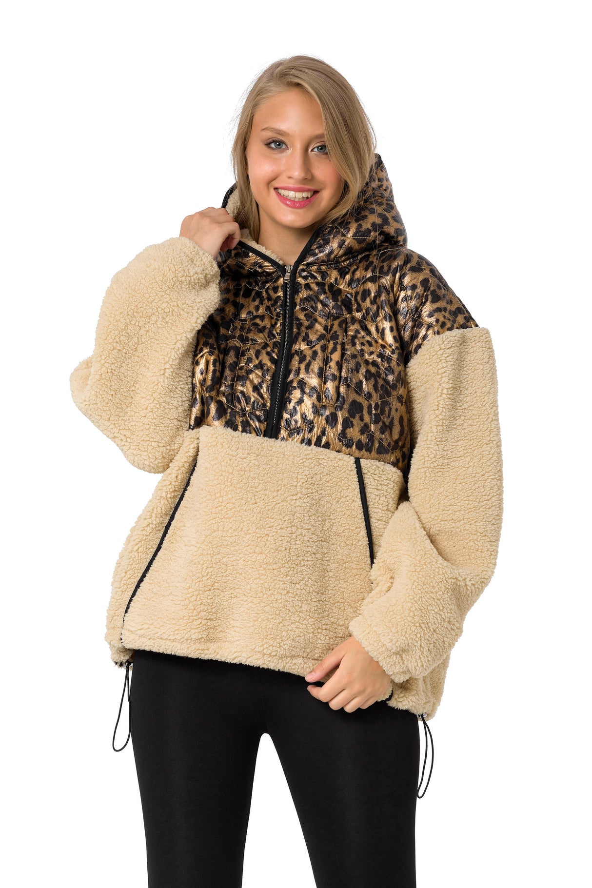 WL333 Sociedad con capucha para mujeres con un elemento de acolchado brillante