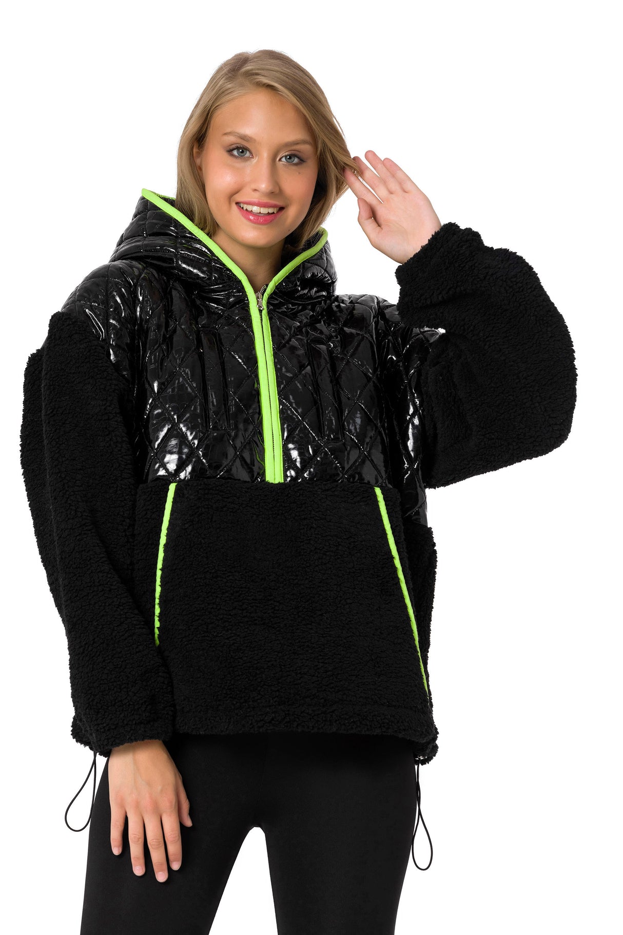 WL333 Sociedad con capucha para mujeres con un elemento de acolchado brillante