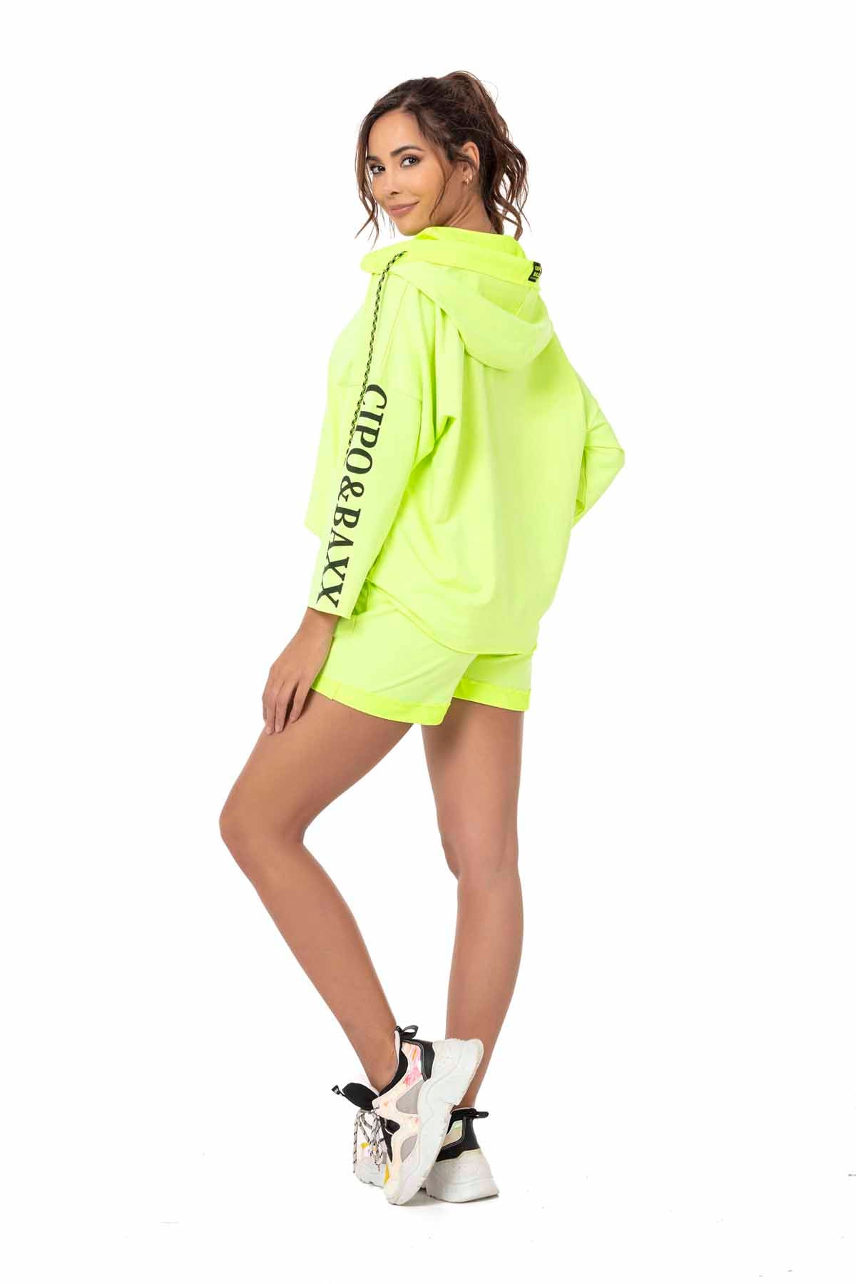 WLK176 ZWART NEONGGROEN DAMES JOGGINGSPAK