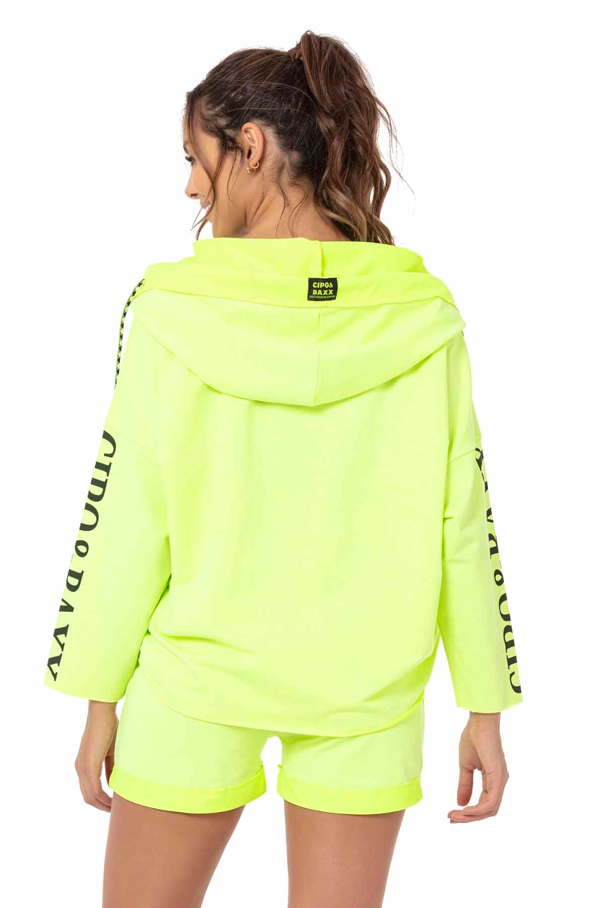 WLK176 ZWART NEONGGROEN DAMES JOGGINGSPAK