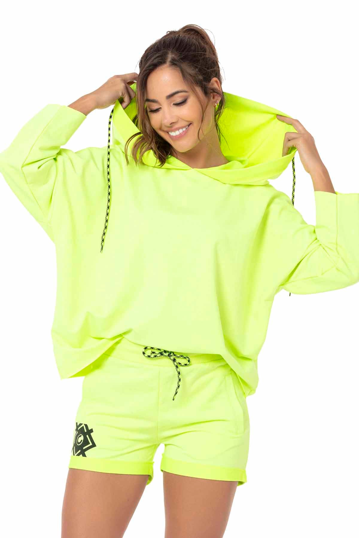 WLK176 ZWART NEONGGROEN DAMES JOGGINGSPAK
