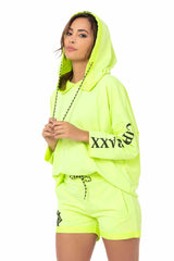 WLK176 ZWART NEONGGROEN DAMES JOGGINGSPAK