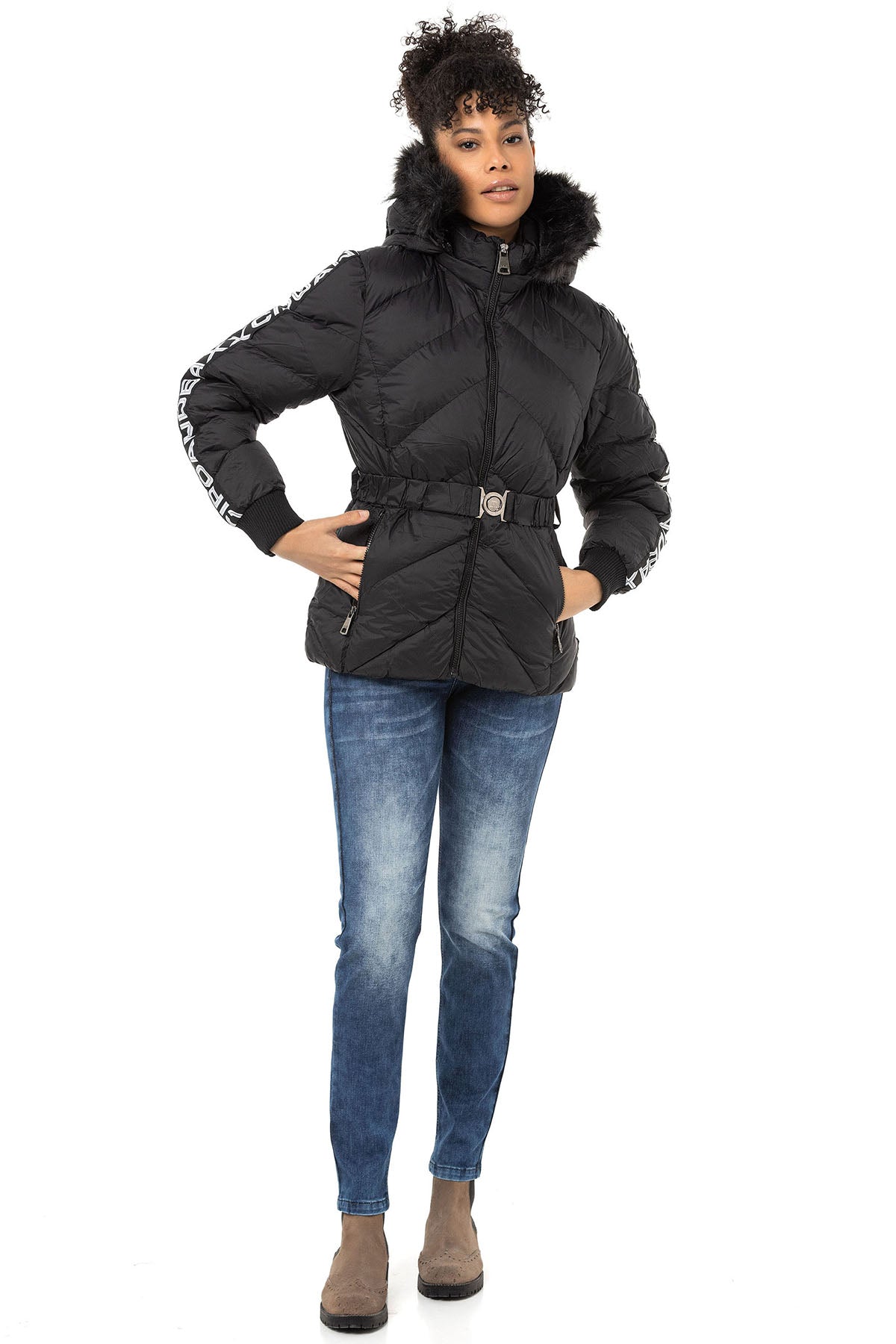 WM133 Veste d'hiver pour femmes avec ceinture