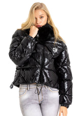 WM134 Veste d'hiver pour femmes avec col en fourrure synthétique