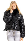 WM134 Veste d'hiver pour femmes avec col en fourrure synthétique