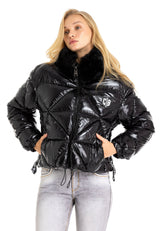 WM134 Veste d'hiver pour femmes avec col en fourrure synthétique