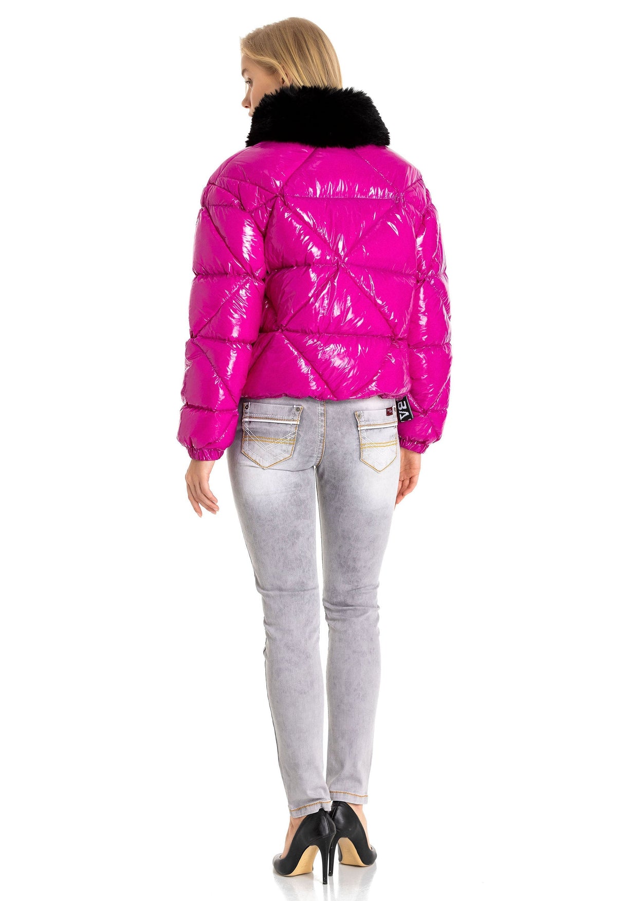 WM134 Veste d'hiver pour femmes avec col en fourrure synthétique