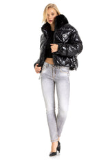 WM134 Veste d'hiver pour femmes avec col en fourrure synthétique