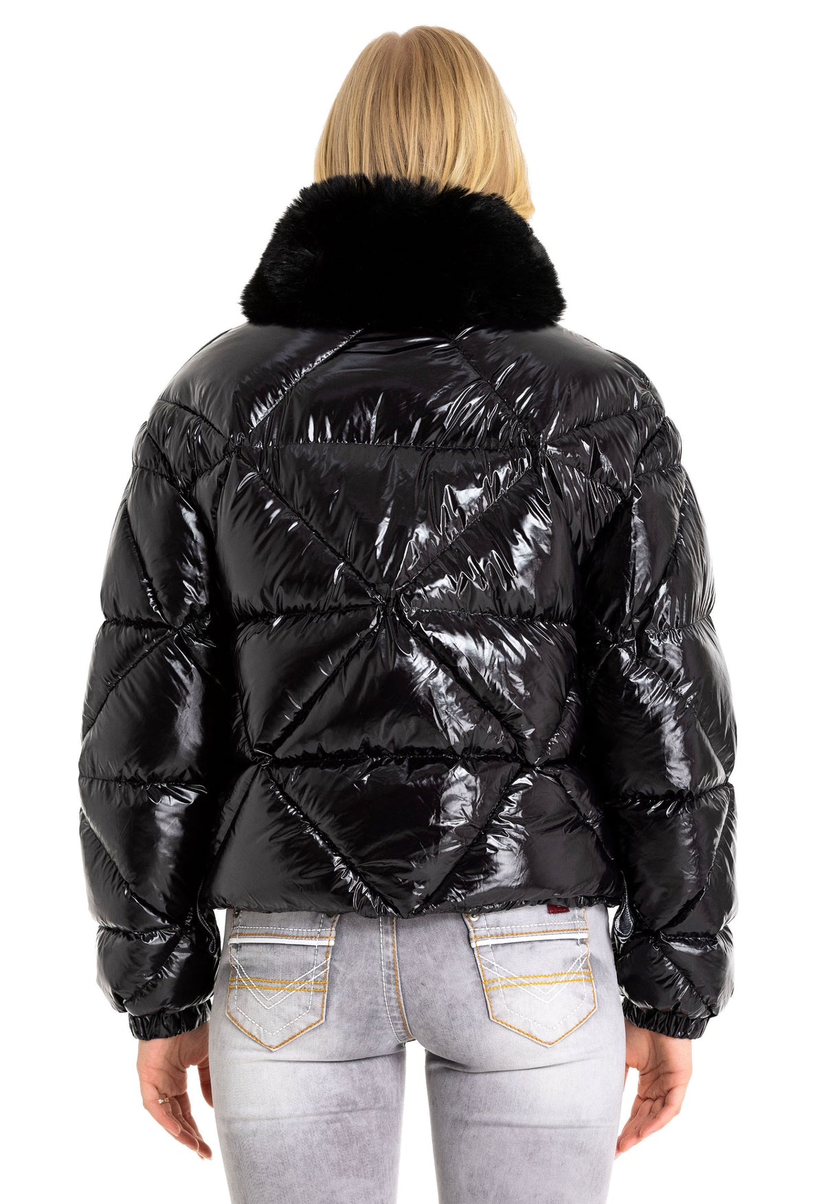 WM134 Veste d'hiver pour femmes avec col en fourrure synthétique