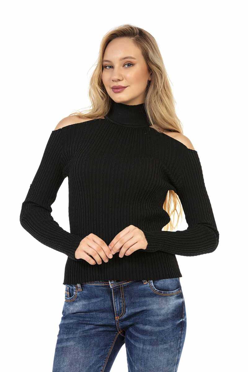WP205 women knitting sweaters with stylish cut-outs