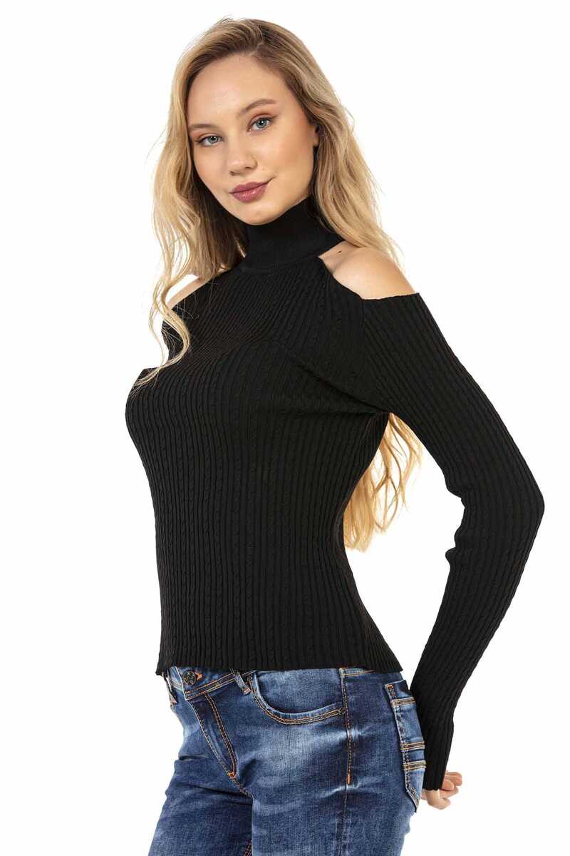 WP205 women knitting sweaters with stylish cut-outs