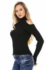WP205 women knitting sweaters with stylish cut-outs