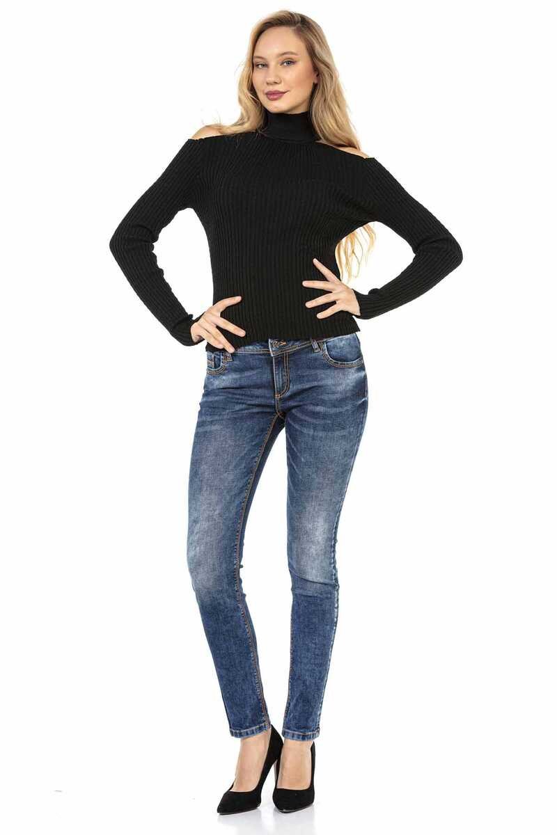 WP205 women knitting sweaters with stylish cut-outs