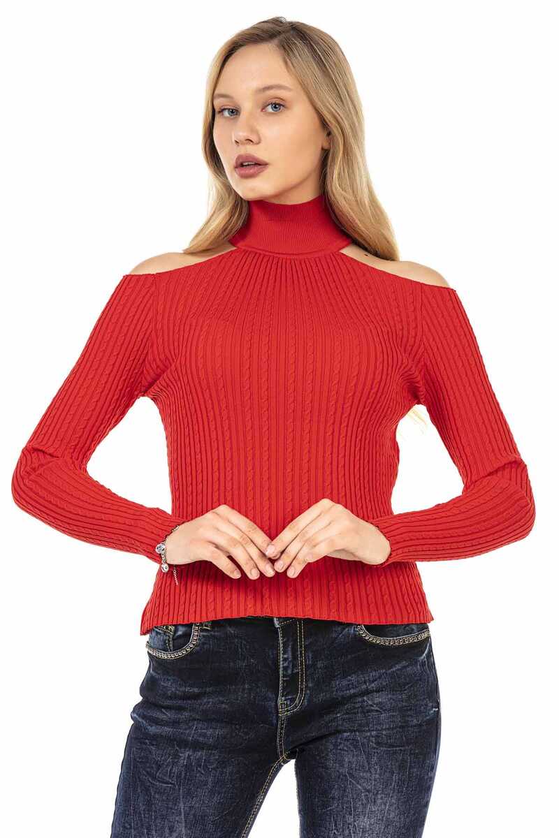 WP205 women knitting sweaters with stylish cut-outs