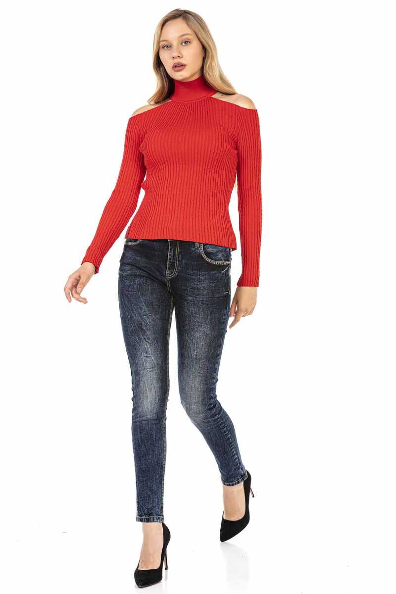 WP205 women knitting sweaters with stylish cut-outs