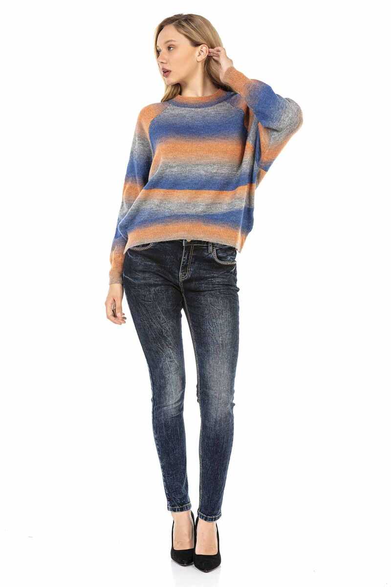 Suéter de tejer para mujeres WP211 con gradiente de color de color