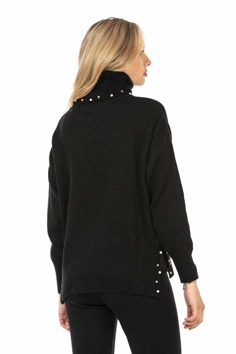 WP217 Turtleneck -trui voor dames met modieuze pareltoepassingen
